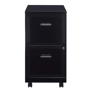 18 in. D 2-Drawer Black Metal Letter Width 14.25 in. W Mobile Vertical File Cabinet