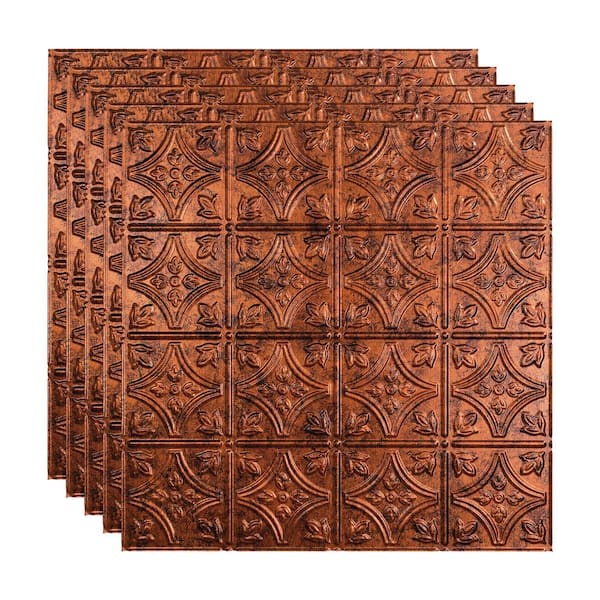 Fasade Traditional #1 2 ft. x 2 ft. Moonstone Copper Lay-In Vinyl Ceiling Tile ( 20 sq.ft. )