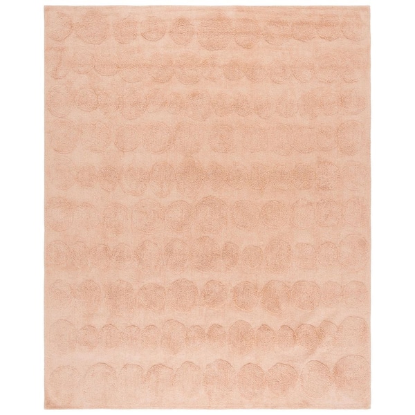 Easy Care Pink 8 ft. x 10 ft. Machine Washable High-Low Circle Solid Area Rug