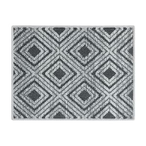 18 in. x 24 in. Gray II Super-Absorbent Washable Cotton Large Dish Thin Drying Mat