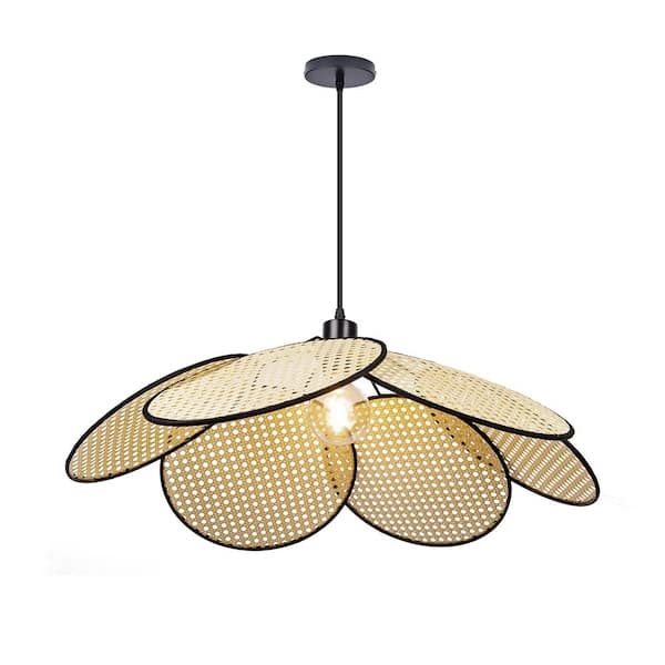 ARTURESTHOME 1-Light Rattan Pendant Light with Petal Shade