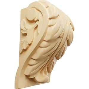 3-3/4 in. x 4-1/2 in. x 7 in. Unfinished Wood Maple Extra Large Acanthus Leaf Block Corbel