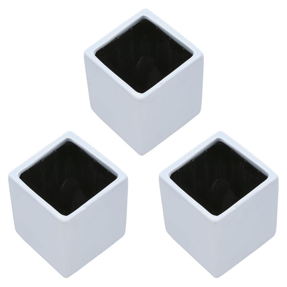 Cube 3-1/2 in. x 4 in. Sky Ceramic Wall Planter (3-Piece)