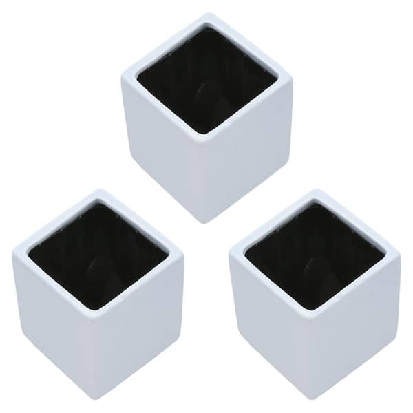 Arcadia Garden Products Cube 3-1/2 in. x 4 in. Sky Ceramic Wall Planter (3-Piece)