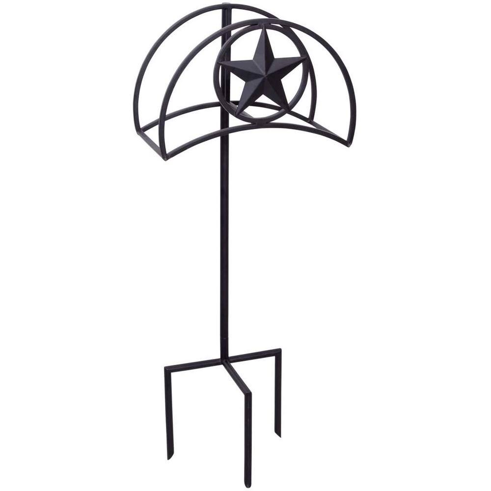 Black Steel Decorative Garden Hose Stand with Star Design