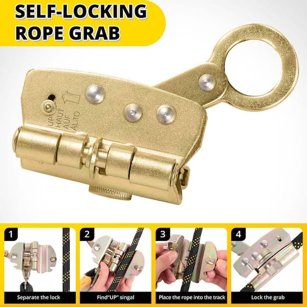 50 ft. Vertical Roofing Rope with Grab Snap Hooks Shock Absorber