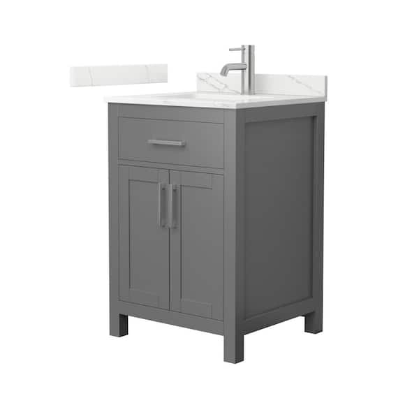 Beckett 24 in. Single Freestanding Dark Gray Bath Vanity with Giotto Quartz Top (Assembled)