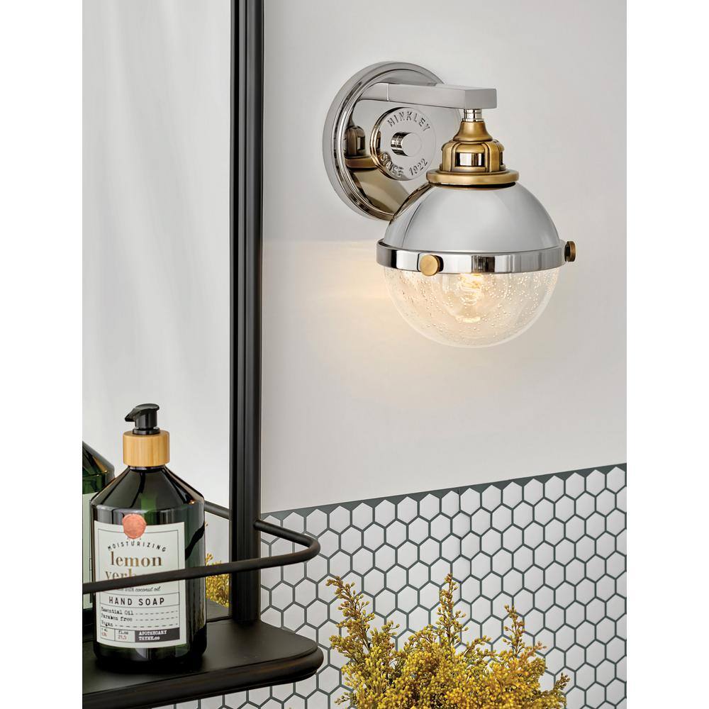 Elegant Polished Nickel Bath Vanity Light with Seedy Glass Shade