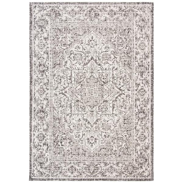 SAFAVIEH Courtyard Slate/Gray 5 ft. x 8 ft. Border Indoor/Outdoor Patio  Area Rug