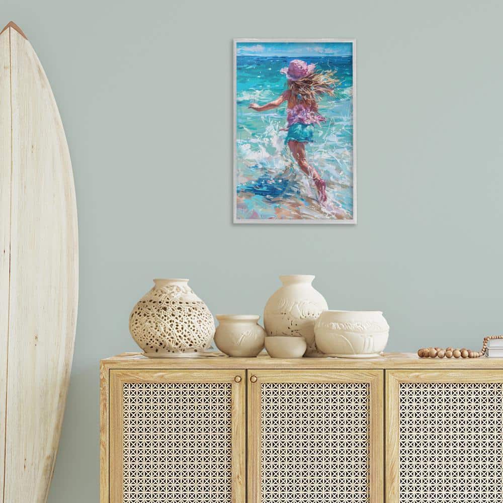 Stupell Industries Summer Beach Fun Girl by LSR Design Studio Gray ...