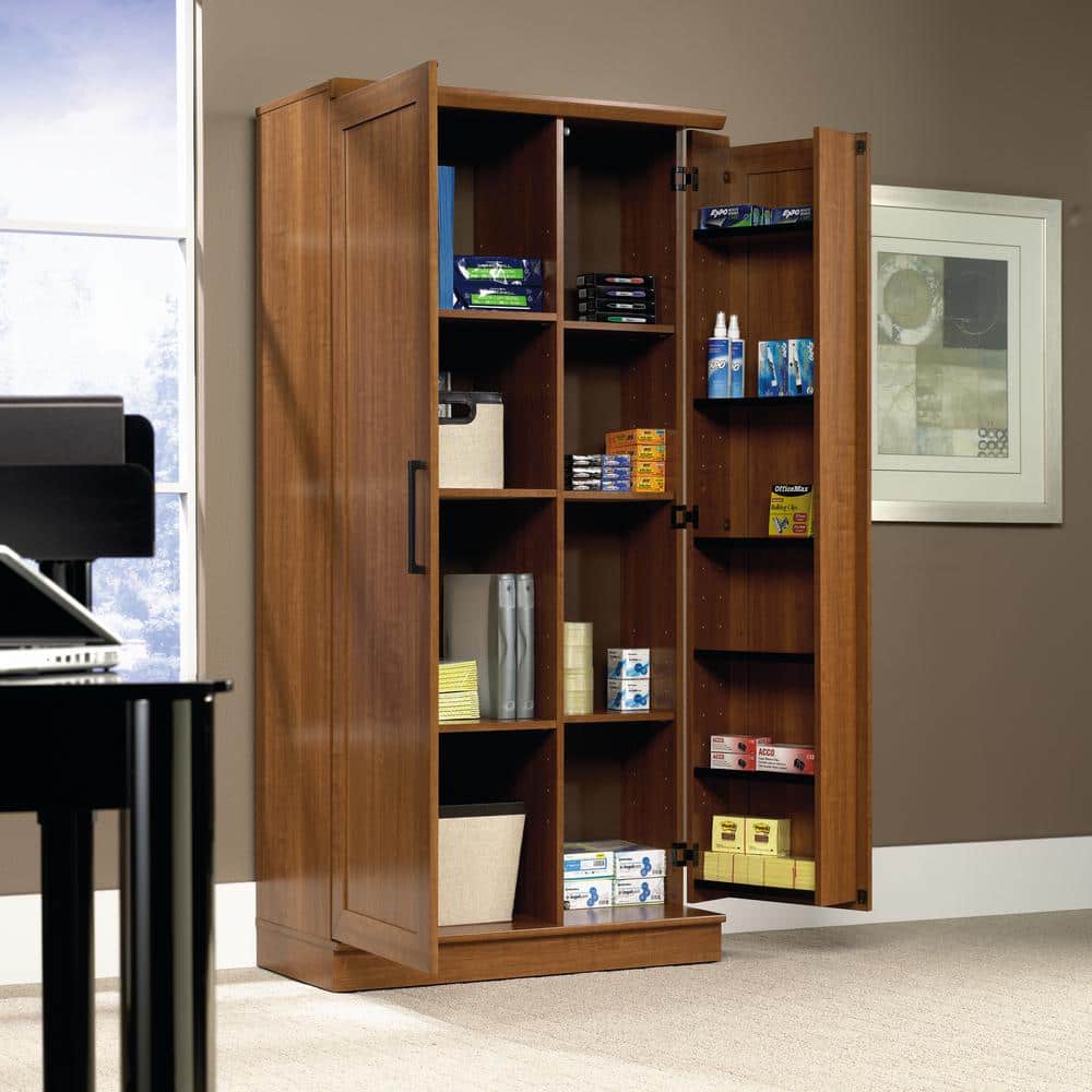 Sienna Oak Freestanding Storage Cabinet with Adjustable Shelving