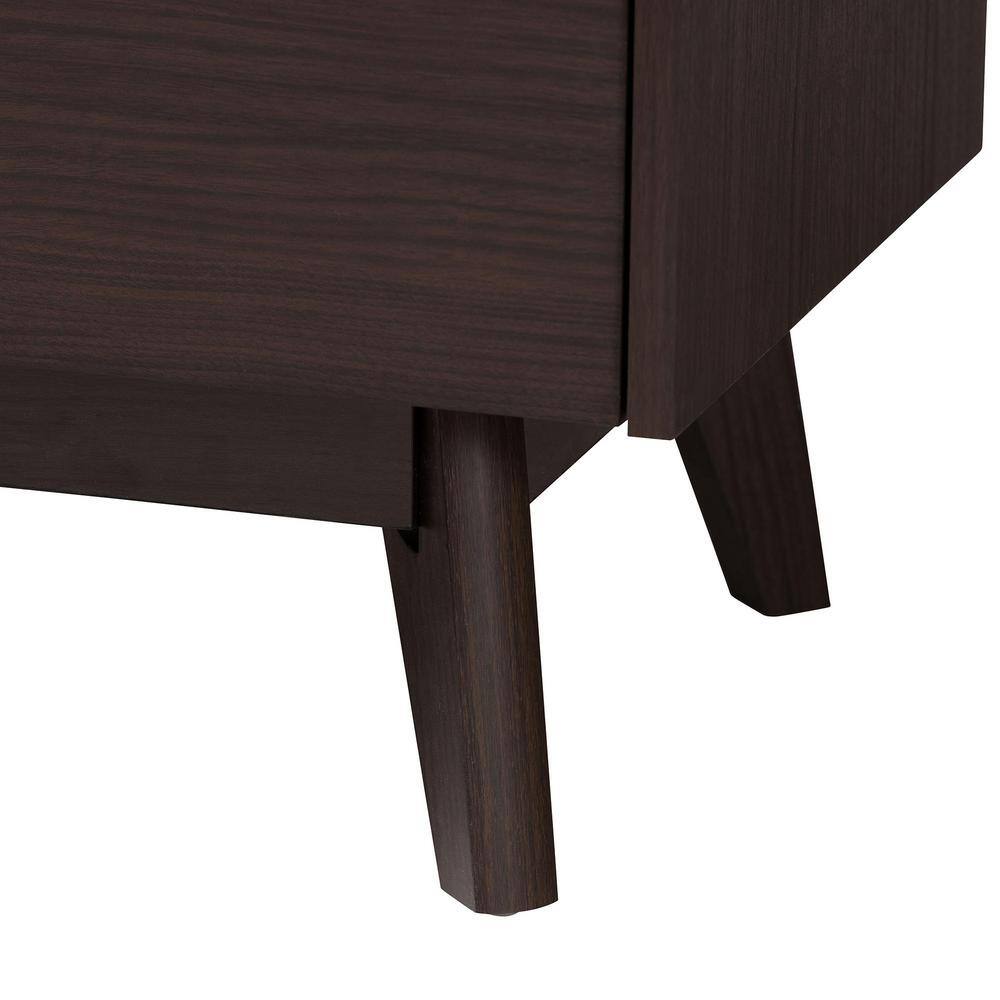 Giancarlo Espresso Brown 3-Drawer Wood Storage Chest with Rattan Doors