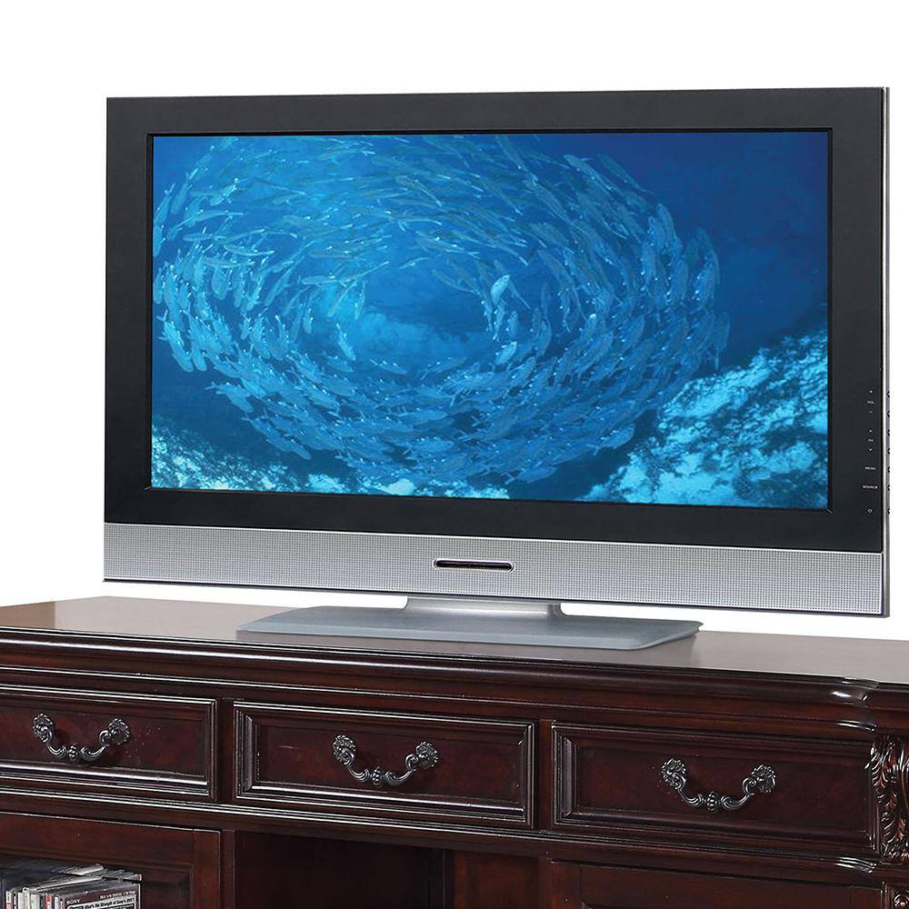 Cherry Finish Elegance 66" Wooden TV Stand with Glass Doors