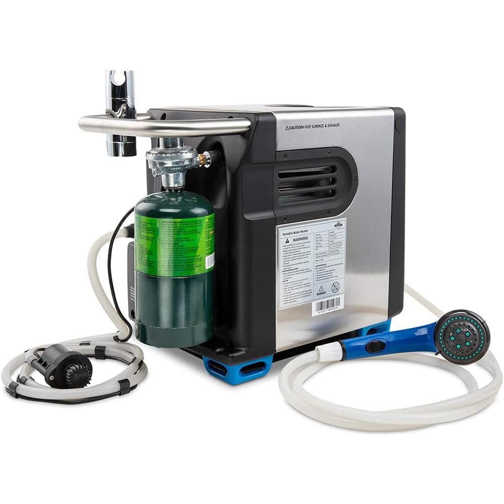 Compact Black and Silver Portable Propane Water Heater