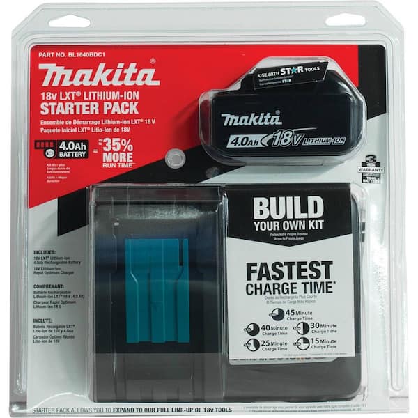 Makita 18V LXT Lithium-Ion High Capacity Battery Pack 4.0Ah with Fuel and Charger Starter Kit BL1840BDC1 - The Home Depot