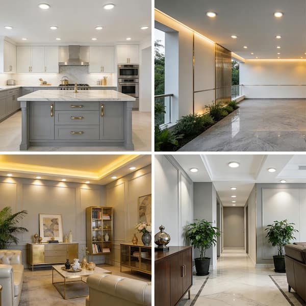 5.3 in. 8-Watt White Integrated LED Round Flat Panel Flush Mount Dimmable Ceiling Light Color Change 5CCT