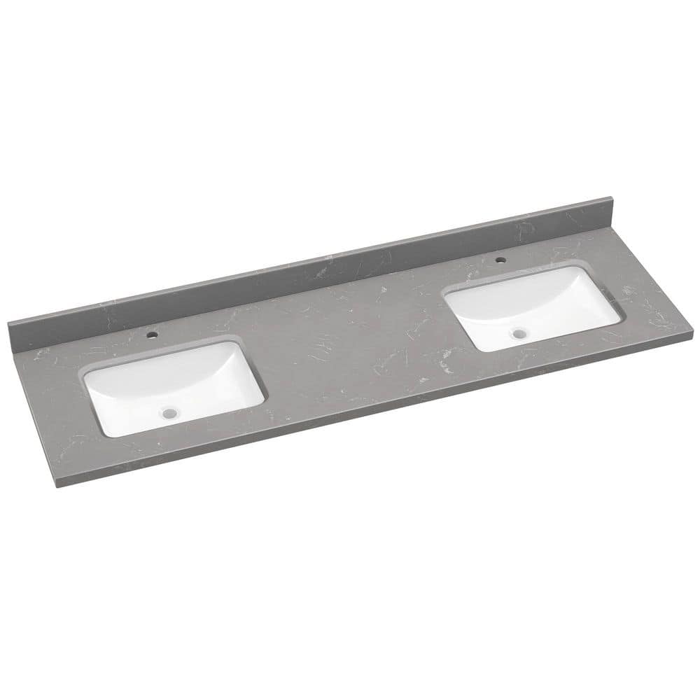 Zeafive Gca 72 in. W x 22 in. D Cultured Marble White Rectangular
