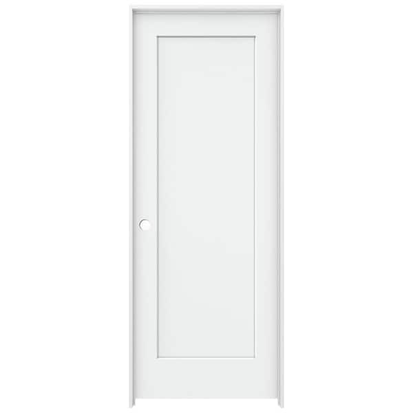 JELD-WEN 30 in. x 80 in. 1 Panel Madison White Right-Hand Smooth Solid Core Molded Composite MDF Single Prehung Interior Door