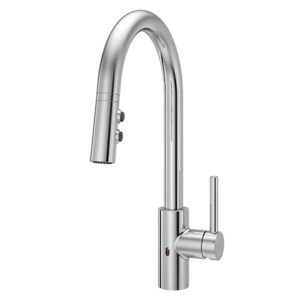 Pfister Stellen Single-Handle Electronic Pull-Down Sprayer Kitchen Faucet with React Touchless Technology in Polished Chrome