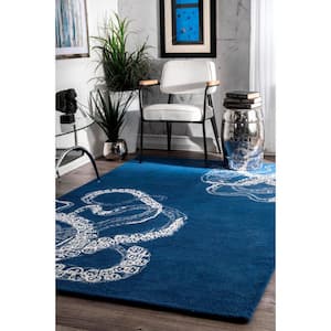 Octopus Tail Abstract Navy 8 ft. x 10 ft. Area Rug