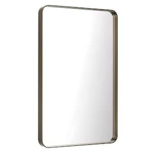 20 in. W x 28 in. H Rectangular Aluminum Alloy Frame with Inner Deep Design and Tempered Glass Wall Mirror in Bronze