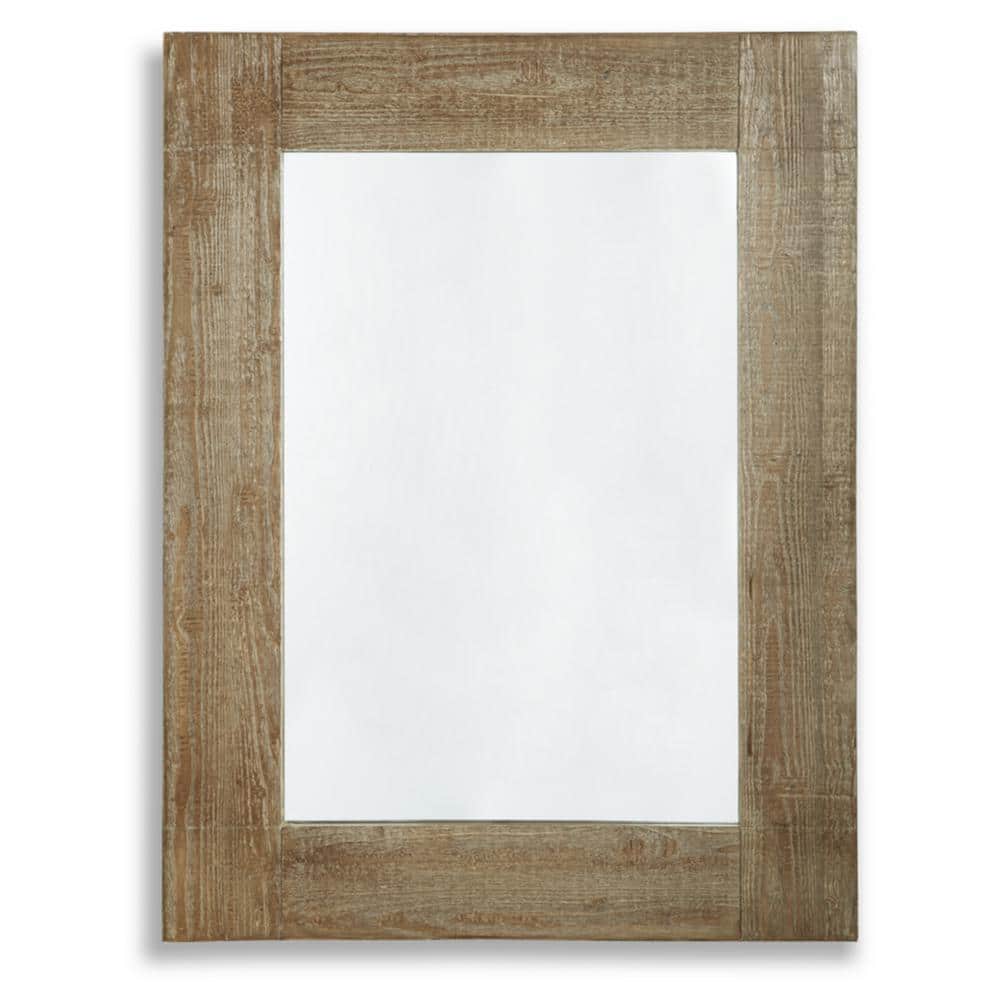 Distressed Brown Rectangular Wood Bathroom Accent Mirror