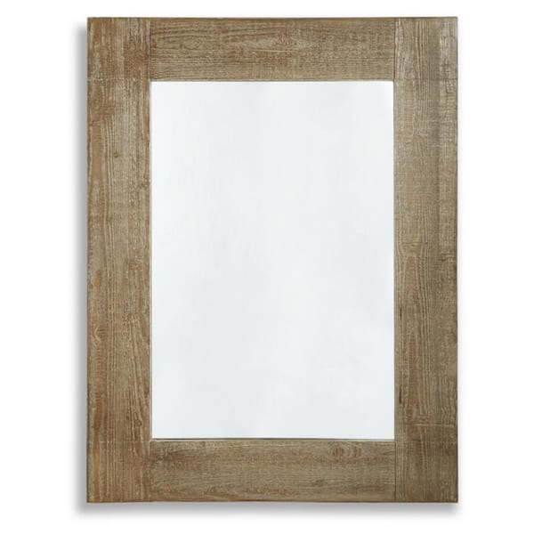 Signature DESIGN BY ASHLEY Waltleigh 30 in. W x 40 in. H Rectangle Wood Distressed Brown Framed Accent Mirror