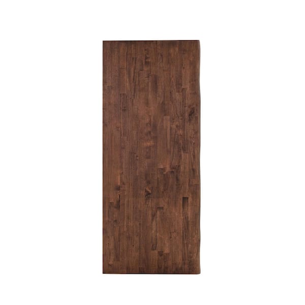 HARDWOOD REFLECTIONS 10 ft. L x 25 in. D Walnut Stained Hevea Butcher Block Countertop in With Live Edge
