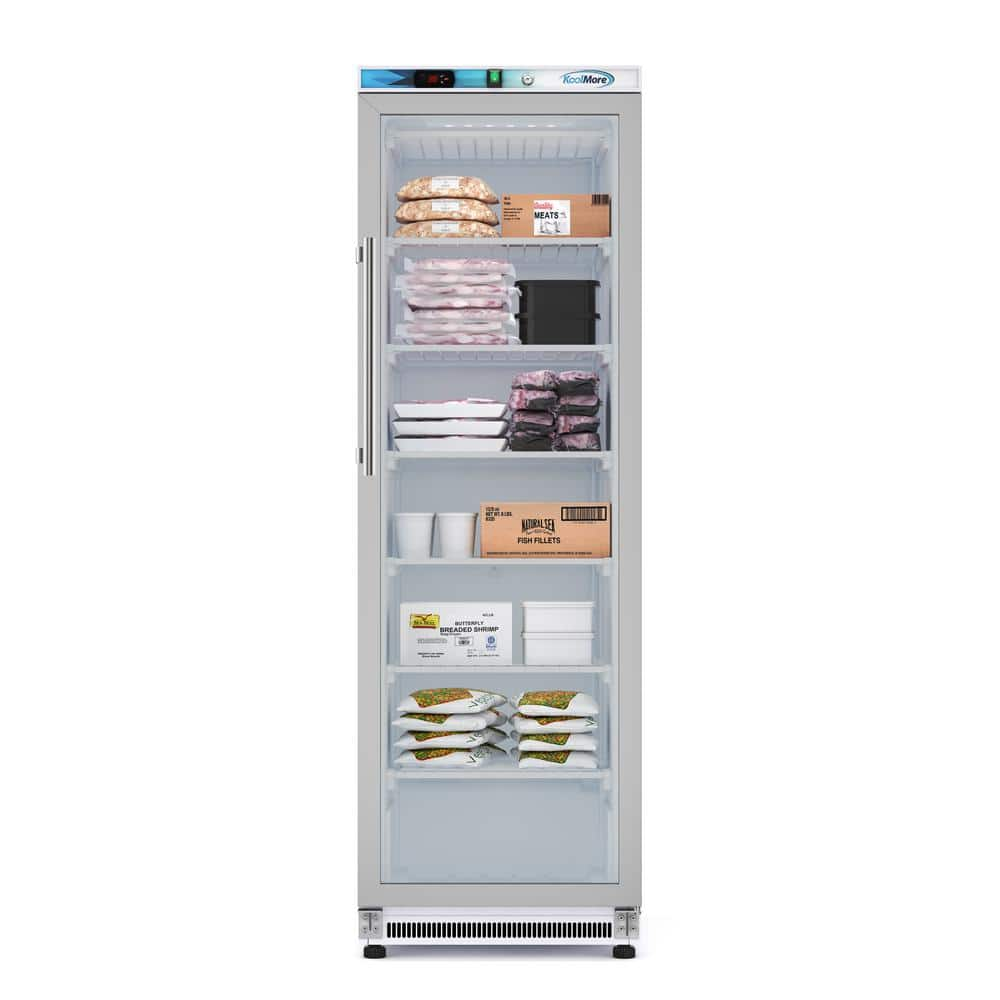 Koolmore 24 in. 12 cu.ft. Manual Defrost Upright Freezer Glass Door Commercial Reach in White Garage Ready