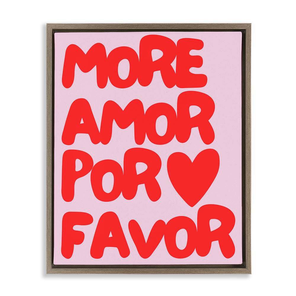 Red and Pink More Amor by House of Lulu Brown Floater Frame Typography Graphic Art Print 21 in. x 17 in.