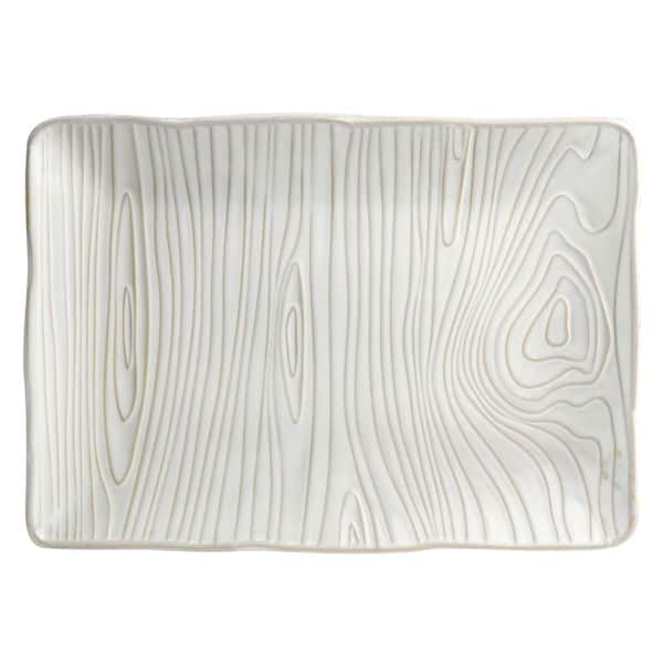 MARTHA STEWART 14in Stoneware Wood Pattern Serving Plate