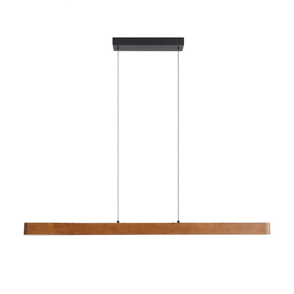 Silva 30-Watt 1 Light Walnut Linear Integrated LED Pendant Light with No Shade