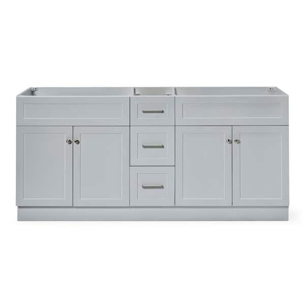 ARIEL Hamlet 72 in. W x 21.5 in. D x 34.5 in. H Double Freestanding Bath Vanity Cabinet without Top in Grey