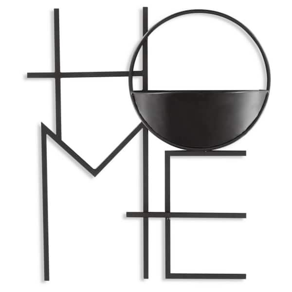 Signature DESIGN BY ASHLEY Dunster 19.69 in. x 17.52 in. Metal Black Wall Planter Metal Work