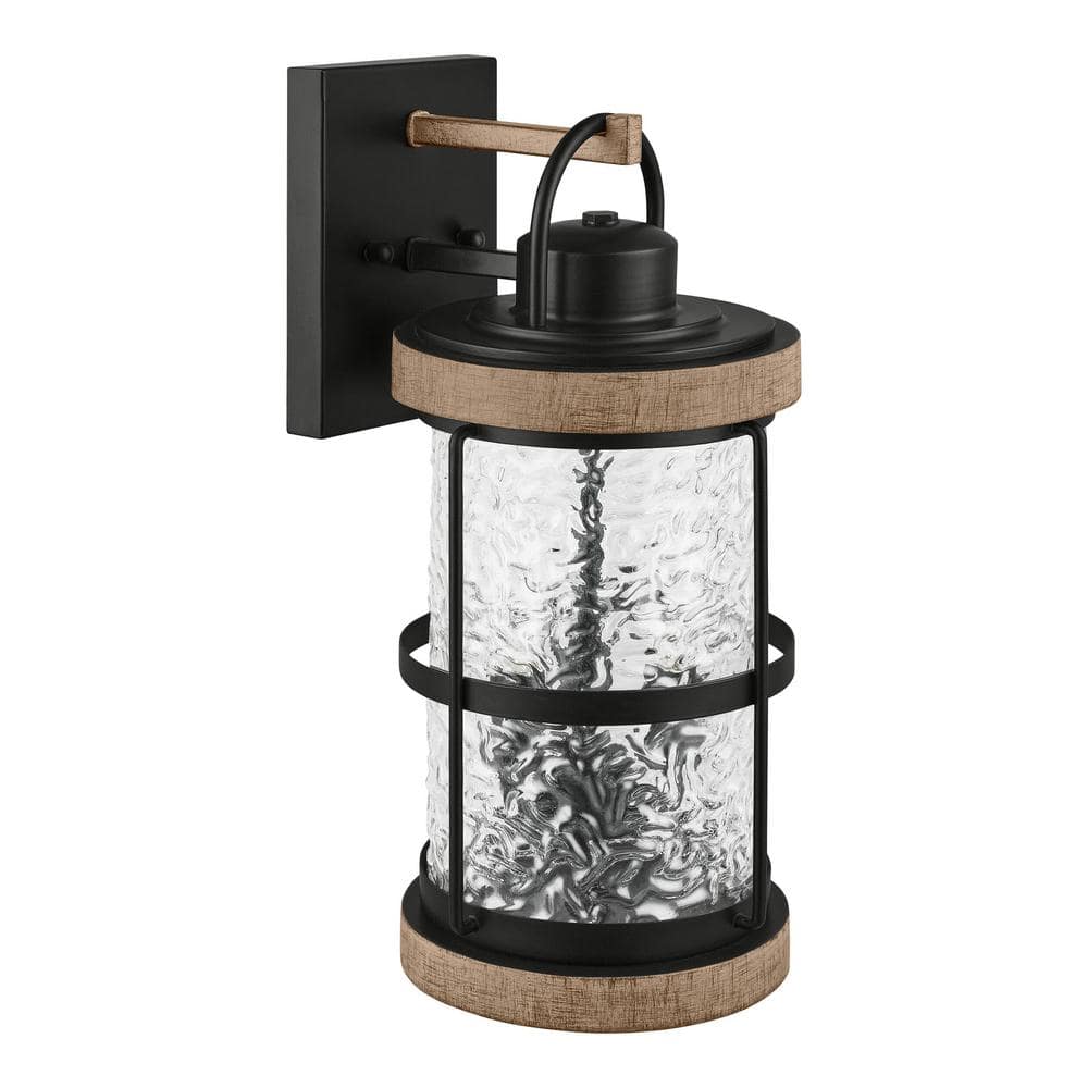 Fuller Park 16 in. 3-Light Matte Black Cylinder Hardwired Outdoor Wall Light Lantern Sconce with No Bulb Included price history on PriceWatchPro