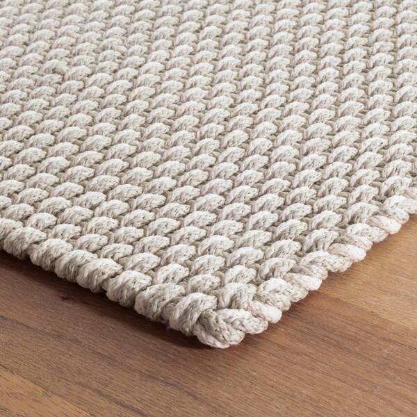 Two-Tone Rope Handwoven Platinum/Ivory 3 ft. x 12 ft. Outdoor Runner Rug