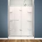 Reveal 30 in. x 60 in. x 76-1/2 in. Alcove Shower Stall in Chrome with Right Drain Base and Walls in White