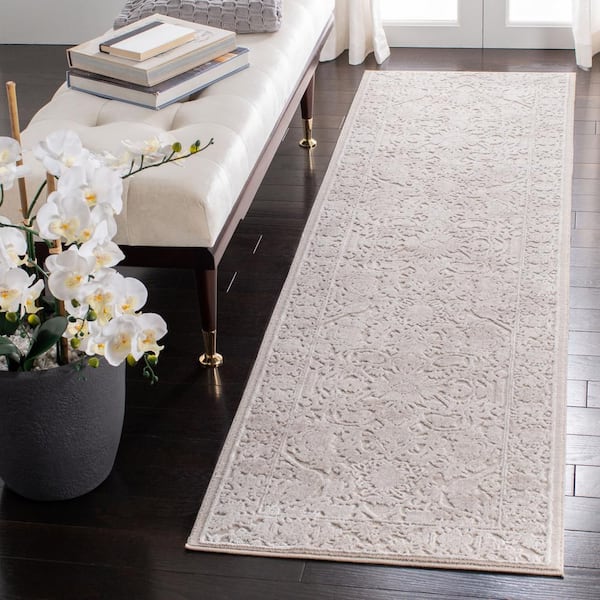 Reflection Cream/Ivory 2 ft. x 16 ft. Border Floral Runner Rug
