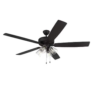 Super Pro-104 60 in. Indoor Dual Mount Espresso Ceiling Fan with 4-Light Clear Glass LED Light Kit