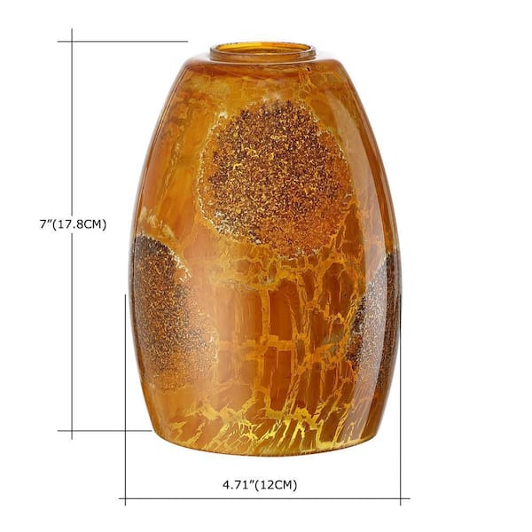 Hukoro Ding 7 in. Yellow Stone Crackle Glass Drum Pendant Lamp