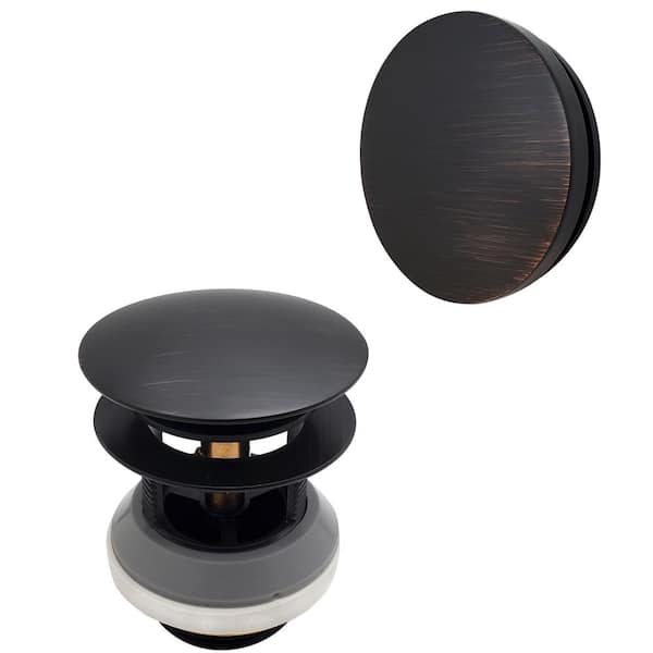 Westbrass 1-1/2 in. NPSM Integrated Overflow Round Tip-Toe Bath Drain with Illusionary Overflow Cover, Antique Bronze