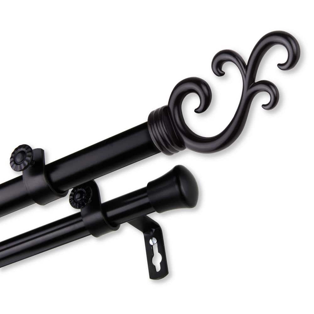 28 in. to 48 in. 13/16 in. Adjustable Carolyn Double Curtain Rod in Black