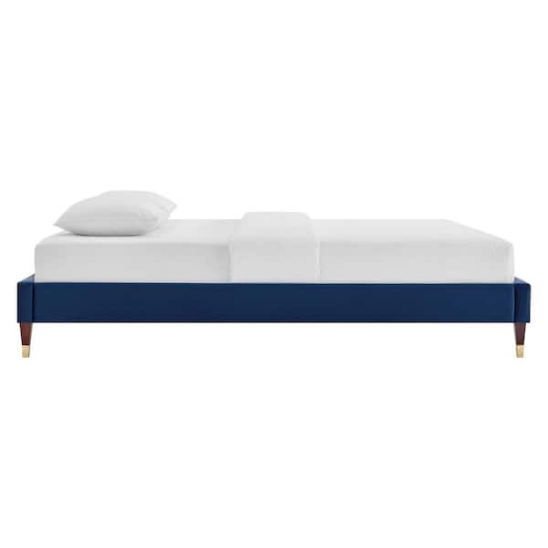 Harlow Navy Blue Velvet Full Performance Platform Bed Frame