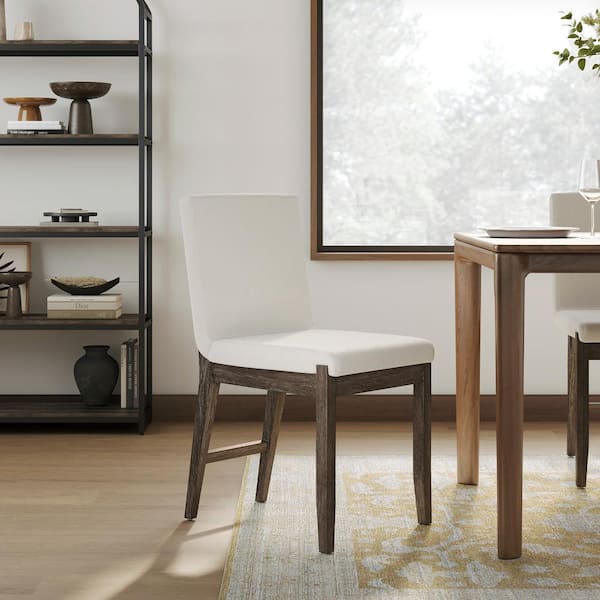 Nathan James Gracie 19 in. Cream Boucle Standard Back Solid Wood Upholstered Dining Chair with Wood Seat