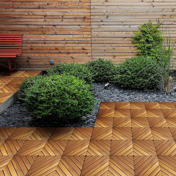 1ft.x 1ft. Interlocking Solid Hardwood Acacia Wood Deck Tile(30