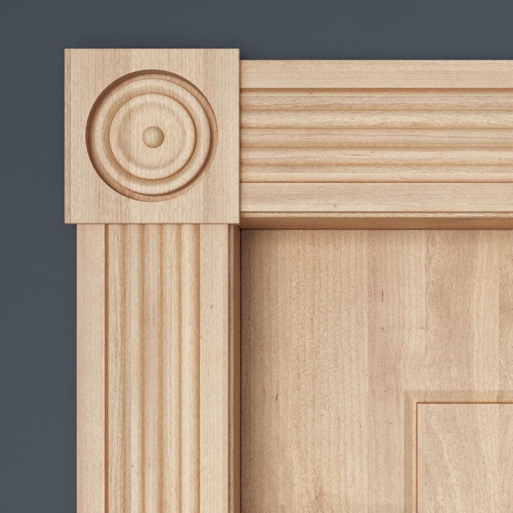 Unfinished White Hardwood Corner Block Moulding for Doors and Windows