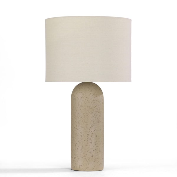 24.7 in. Light Brown Beside Table Lamps With Line Shade and Resin Base