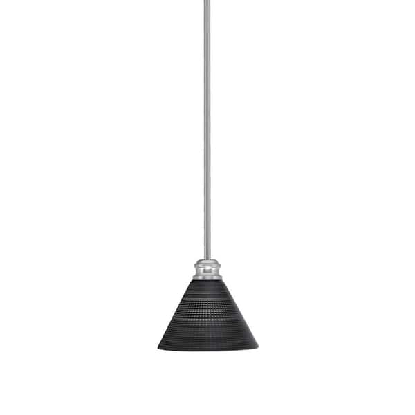 Unbranded Albany 60-Watt 1-Light Brushed Nickel Pendant Mini Pendant Light Black Matrix Glass and Light Bulb Not Included
