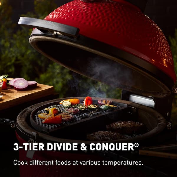 24 in. Big Joe I Charcoal Grill in Blaze Red + Cover Bundle