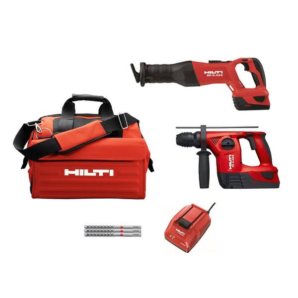 Hilti TE 4A and SR 6A 22-Volt Lithium-Ion 2 Tool Cordless Brushless Reciprocating Saw/Hammer Drill Combo with Bag and 3 Bits